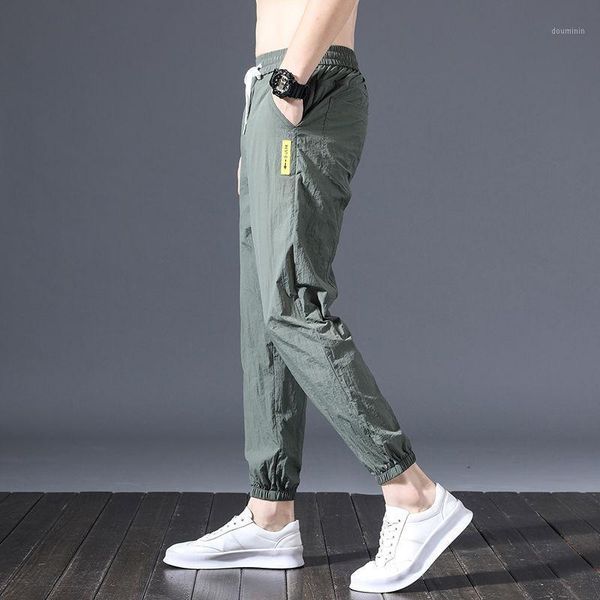 

2020 new pants for men summertime smoothie breathable slacks for men nine-part sweatpants haroon leggings1, Black