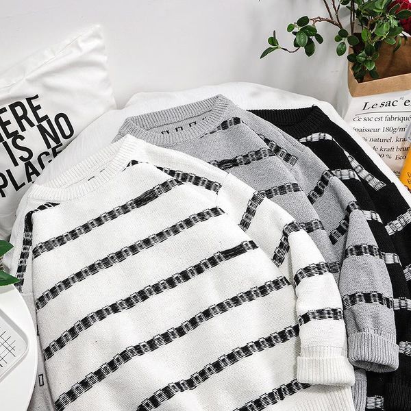 

new style 2020 autumn & winter korean-style men's sweaters general-long-sleeved pullover youth popularity crew neck men's sweate1, White;black