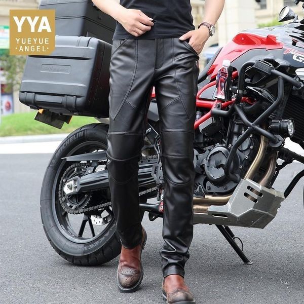 

2020 new arrival male trousers fashion genuine leather man skinny pants slim fit motorcycle trousers casual men pencil pants1, Black