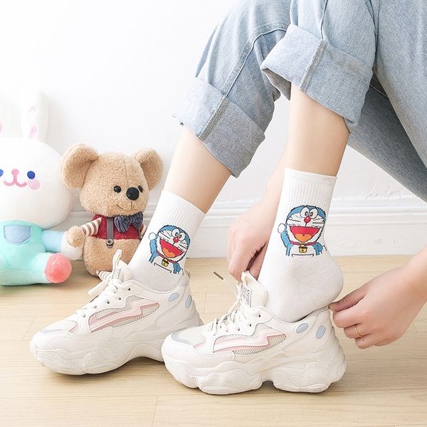 

c0fdb 5 cute of jingle cat femalestyle jouwo cartoon and cat stockings socks robot socks ins trendy pairs, Black