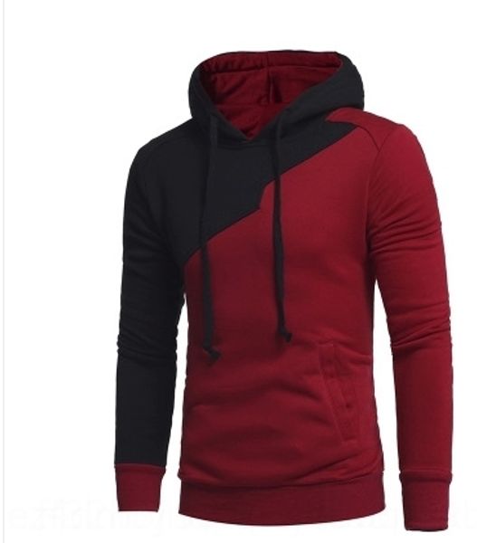 

fshvf large size winter new personalized stitching sweate pullovercoat pullovermen's stitching matching color pullover hooded fleece co, Black