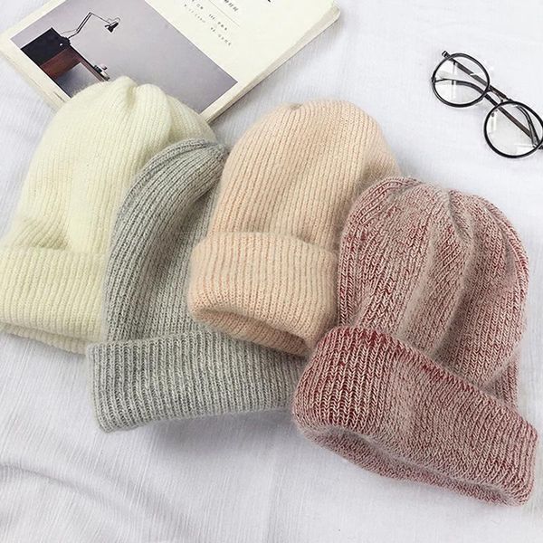 

beanie/skull caps knitting women autumn winter soft hair skullies hat warm beanies hats casual solid lady cap cover head ski, Blue;gray