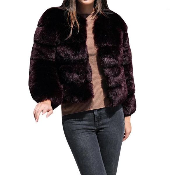 

2020 winter women faux fur coat fur jackets and coats warm parka ms outerwear clothes thick ladies jacket1, Black