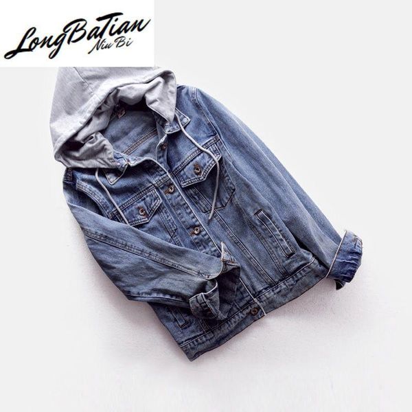 

women's jackets vintage short hooded denim women coat 2021 spring autumn slim casual jeans jacket chaqueta mujer student outerwear fema, Black;brown