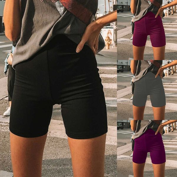 

cycling for women fitness casual solid sports short stretch elastic high waist biker shorts female sweatpants, White;black