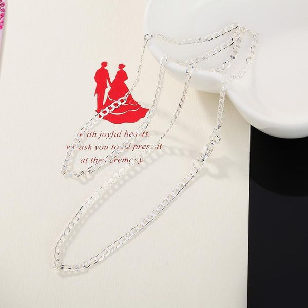 

charms wedding party nice 2mm flat chain silver color new cute for women necklace jewelry silver fashion for pendant ln027 h sqcany