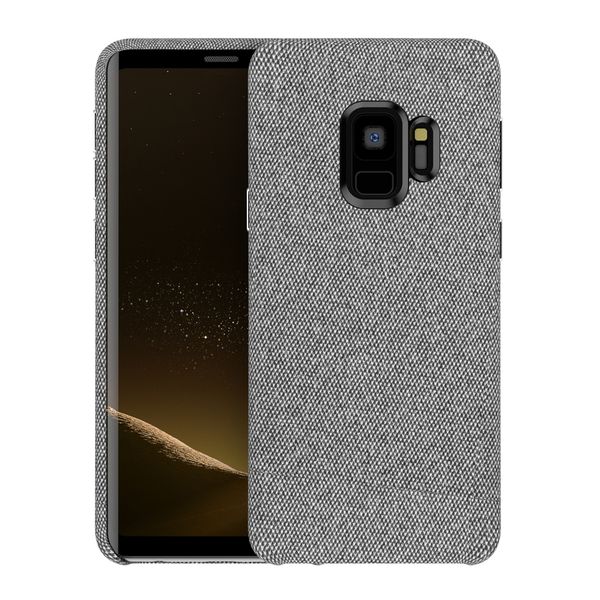 

stock selling facbric leather pc case for s9 double side leather sticking gray color