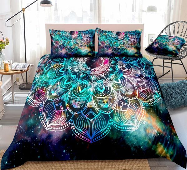 

galaxy mandala bedding set floral duvet cover set colorful bohemian bed set galaxy home textiles  boho quilt cover dropship 1012