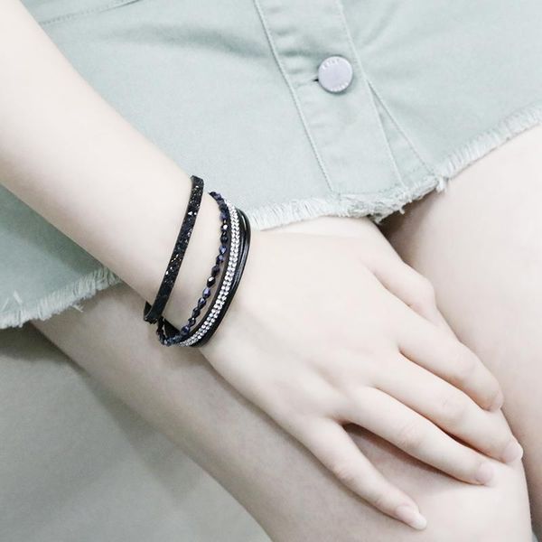 

flashbuy простое сплав кристалл кожаные браслеты для женщин чармы магнитные многослойные широкие браслеты мода ювелирные изделия подарок jll, Golden;silver