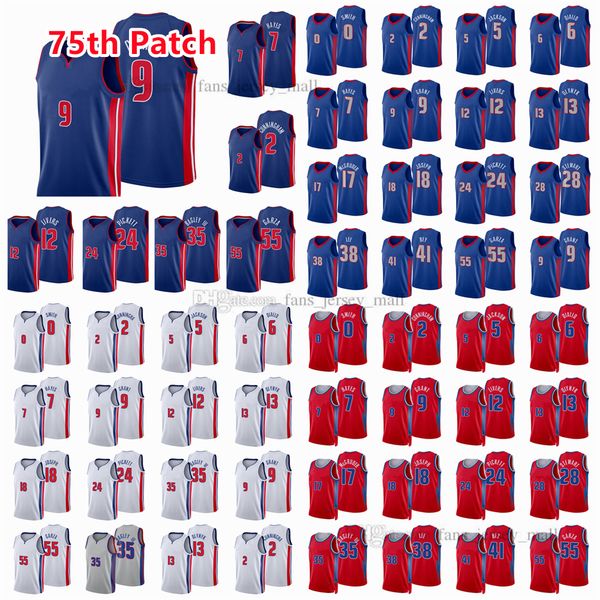 

printed 75th patch city basketball jerseys 9 jerami 13 kelly grant olynyk 2 cade 35 marvin cunningham bagley 7 killian 6 hamidou hayes diall, Black;red