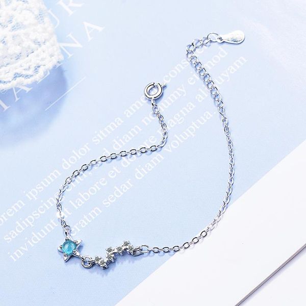 

little star blue crystal ball tiny zirconia charm bracelets link chain bracelets bangles fashion jewelry gifts for women, Black