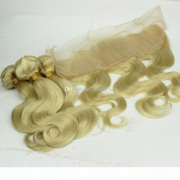 

new arrival #613 body wave lace frontal with hair bundles 9a brazilian hair weaves with ear to ear full lace frontals, Black