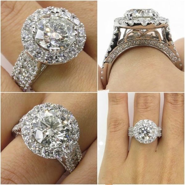 

14k white gold diamond rings jewelry for women bizuteria anillos bague ring diamant 2 carats z diamond ring anel jewellery 201006, Golden;silver