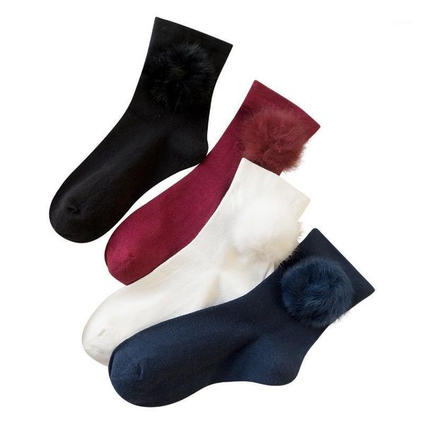 

4 pairs caramella new women's socks in autumn and winter bombom socks fashion trend christmas gifts for women1, Black;white