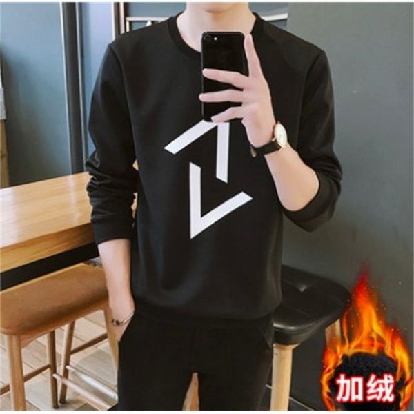 

men's 2021 long spring and new autumn clothes in bottom shirt loose sweater z99u, Black