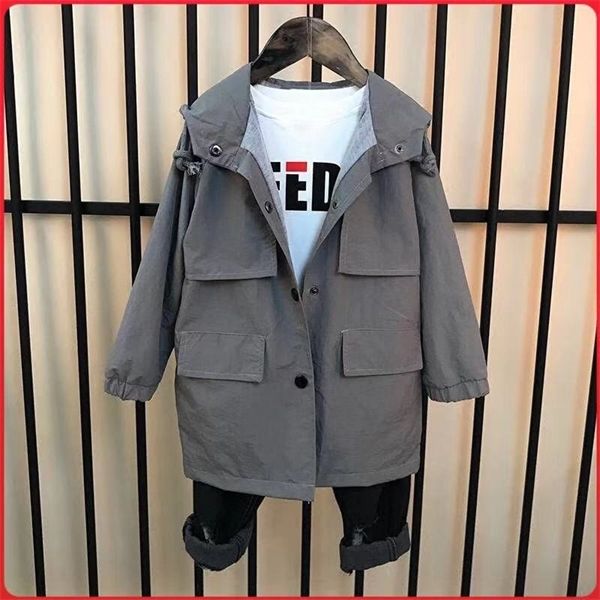 

spring fall baby long section jacket 3-12t boys outdoor clothes teen children single-breasted windbreaker kids fashion coat c1012, Blue;gray