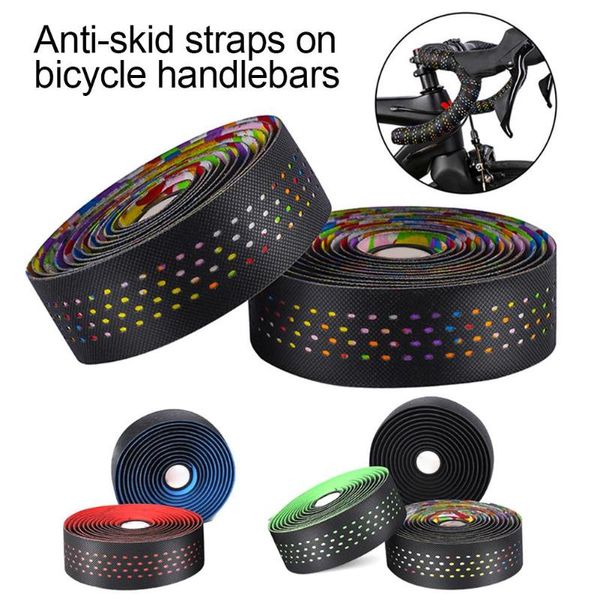

bike handlebars &components 2pcs leather road bicycle handlebar grip wrap anti-slip comfortable strap colorful tape belt accessories