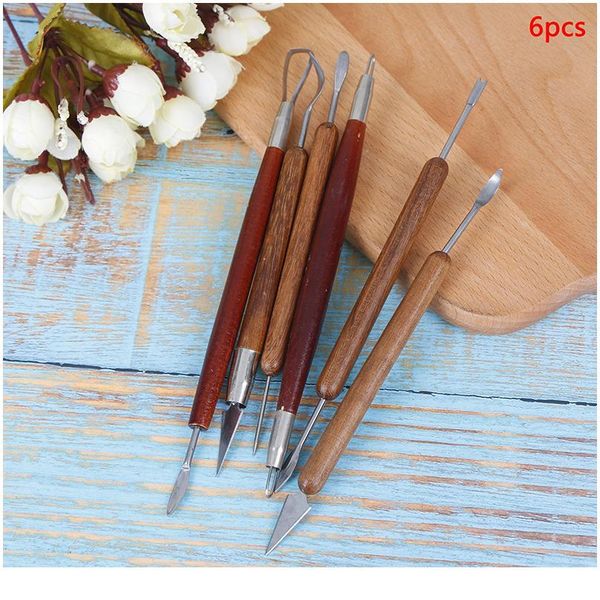 

6 pcs/set pottery ceramics tools polymer clay modeling tools wax carving sculpt tool 6 jllpot