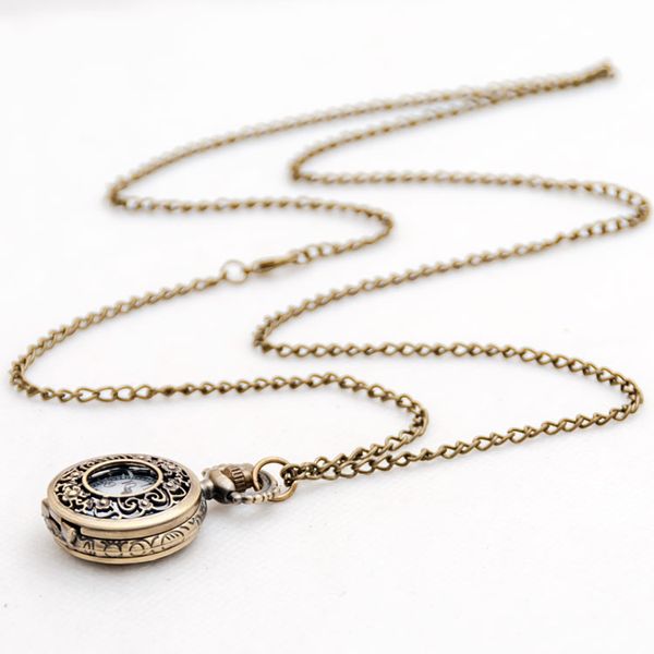 Estudantes Adorável Presente 27mm Novo Pequeno Pequeno Relógio De Bolso Colar Acessórios Do Vintage Atacado Coreano Edição Sweater Chain Chain Fashion Watch