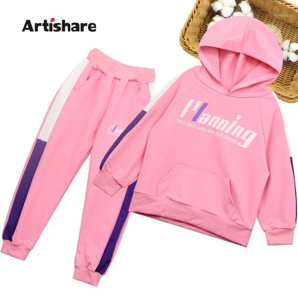 

girls sport clothes letter pattern girl clothes hoodies + sweatpants outfits for girls side striped children's1, White