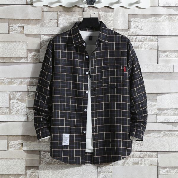 

ins super fire shirt shirtshirt 2019 new korean men's plaid harajuku loose casual long sleeve loose lpyyd, Blue