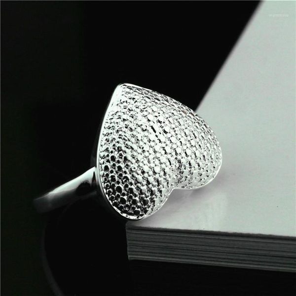 

popular silver female ring personality charm simple heart-shaped retro hand jewelry to give gifts1, Slivery;golden