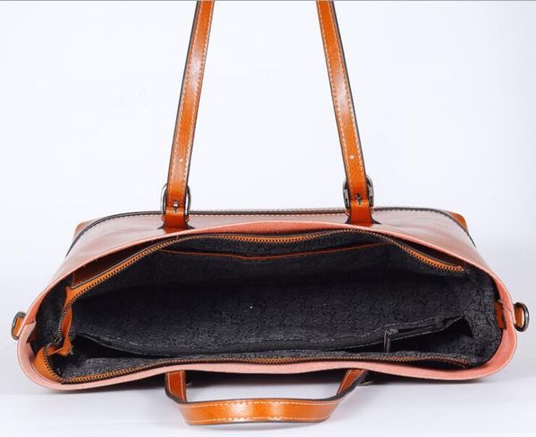 

vintage oil wax cowhide leather women's handbags shoulder bags ladies totes simple women messenger bag jdll8072#