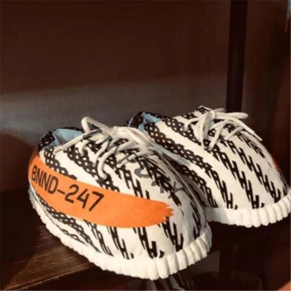 

winter ladies/male plush home shoes  eu35-42 women/men indoor couple cotton slippers warm sneakers furry slides #ny8f, Black