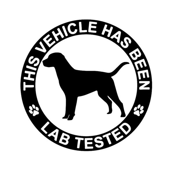 

15.5x15.5cm creative car sticker vinyl decal this vehicle has been lab tested labrador retriever black/silver c24-1435