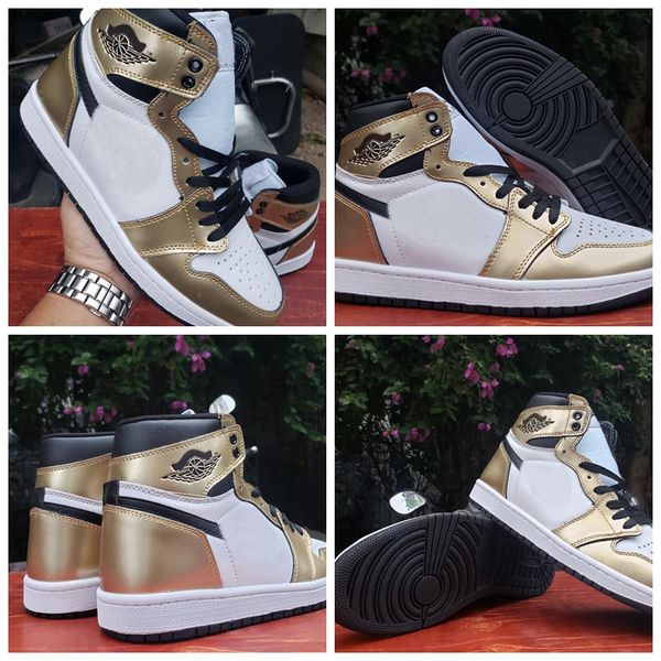 

2020 jumpman 1 mid se metallic gold white black mens баскетбольные обувь кроссовки мужчины тренажеры 1s des chaussures zapatos размер 13