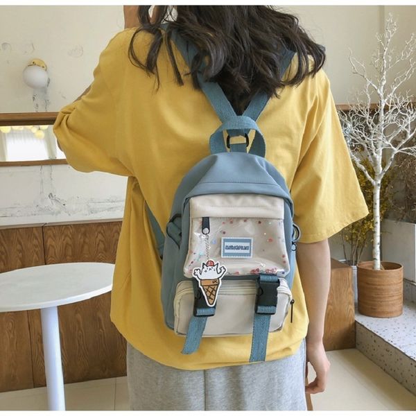 

korean style small canvas girl mini backpack for women waterproof fashion travel backpack school bag tote for tennage bow bag c0125