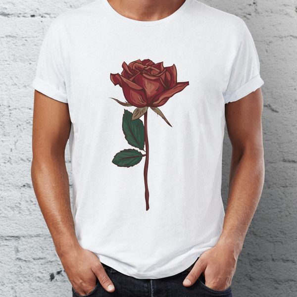 

men's t shirt vintage rose floral printed tee sport hooded sweatshirt hoodie