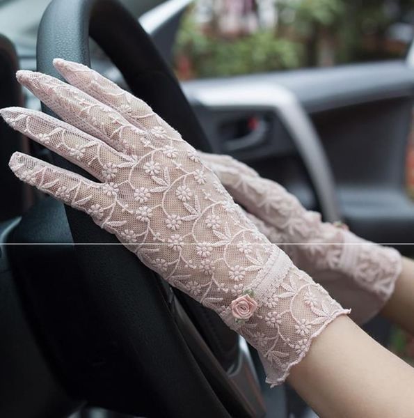 

spring gloves lace elegant bride wedding and summer lace edge women thin mesh cocktail party spring and autumn women' multicolor, Blue;gray