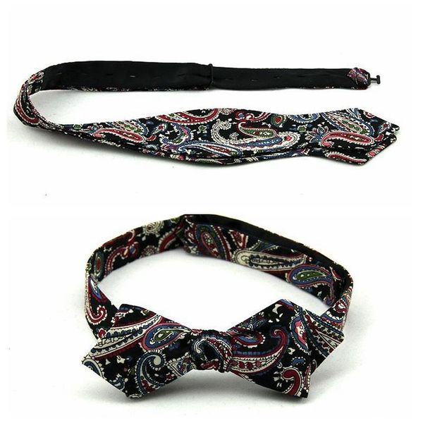 

paisley flower bowtie for men silk self bow ties men self-tied for wedding, Black;gray