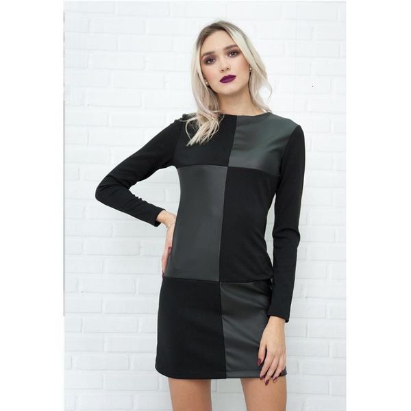

cool streetwear black mini women dress ladies long sleeve patchwork o neck party dress fashion female club autumn dress, Black;gray