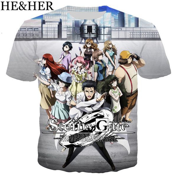 

new arrive popular cool anime steins;gate 0 kawaii 3d print shirts funny kawaii oversized men clothing