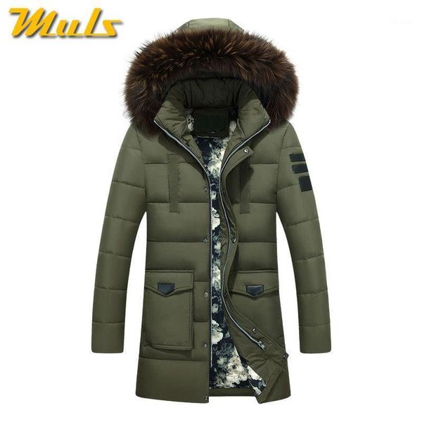 

men's down & parkas muls winter thick long jacket men 50% white fur hood male parka keep warm windproof coat for man md5921, Black