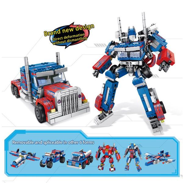 

917pcs city deformation robot deform car building blocks creative assembling educational diy bricks toys for children gifts wmtuty