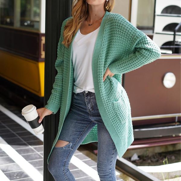 

color patchwork women sweater long batwing sleeve loose cardigan oversized casual knitted cardigan sweater female plus size coat, White