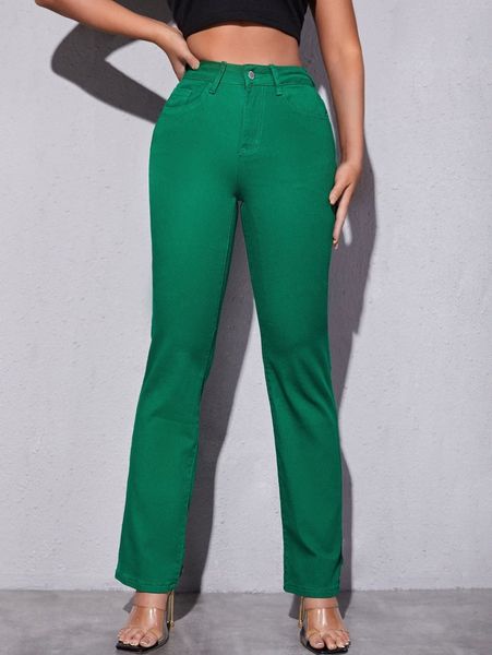 

high waist washed jeans s34s#, Blue