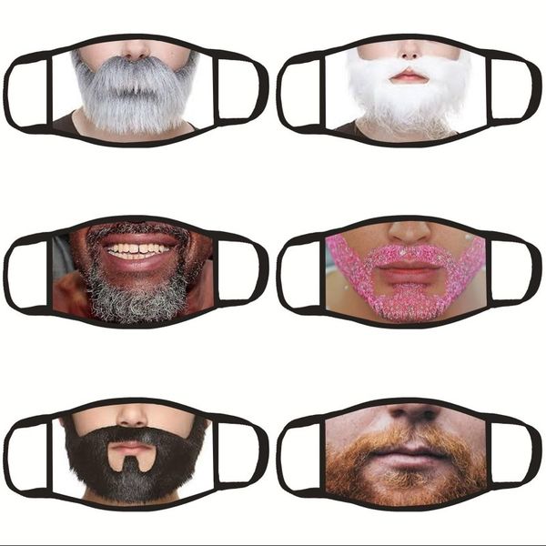 

funny beard face mask cloth dustproof protective earloop hanging man mascherine respirable foldable mouth masks 3 9dga g2
