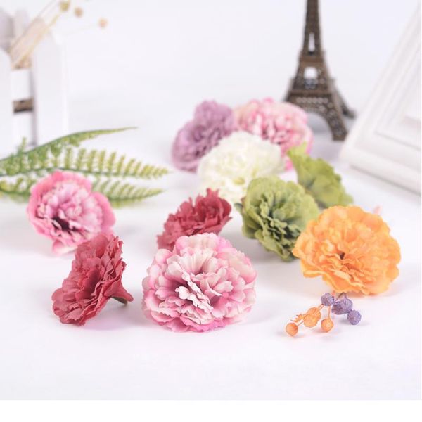 

10pcs/lot 5cm silk carnation artificial flowers head for wedding decoration home diy wreath scrapbooking fake flower cra jlldoh
