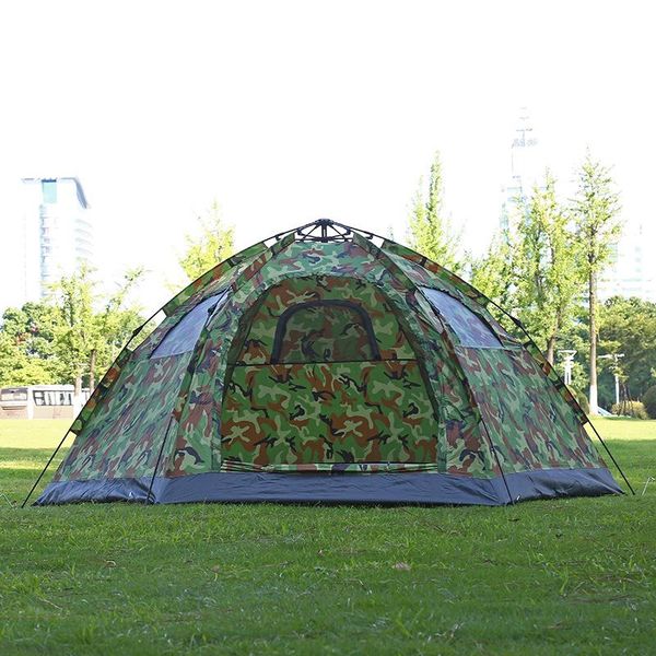 

courtyard bbq hexagonal camouflage tent single layer automatic quick-opening beach tent outdoor mountaineering self-driving