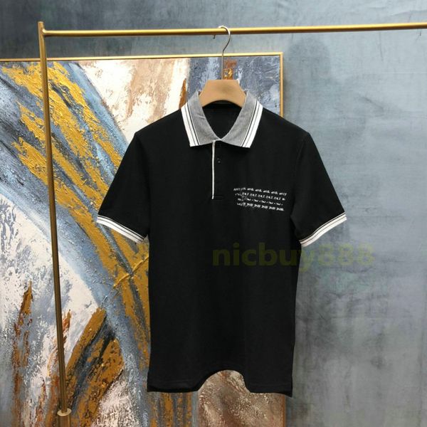 

europe luxury designer mens embroidery letters print t shirt screw thread cotton polo t shirts casual tee, White;black
