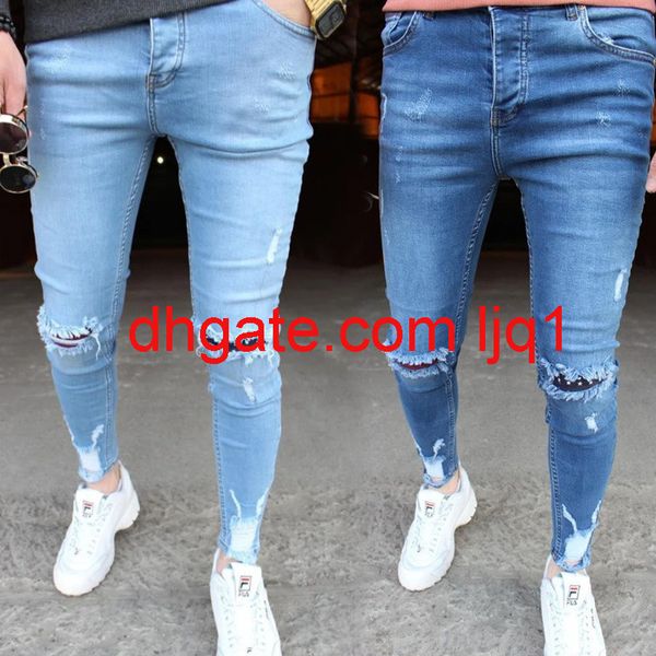 

new men's tight new jeans leggings men's leggings, Blue