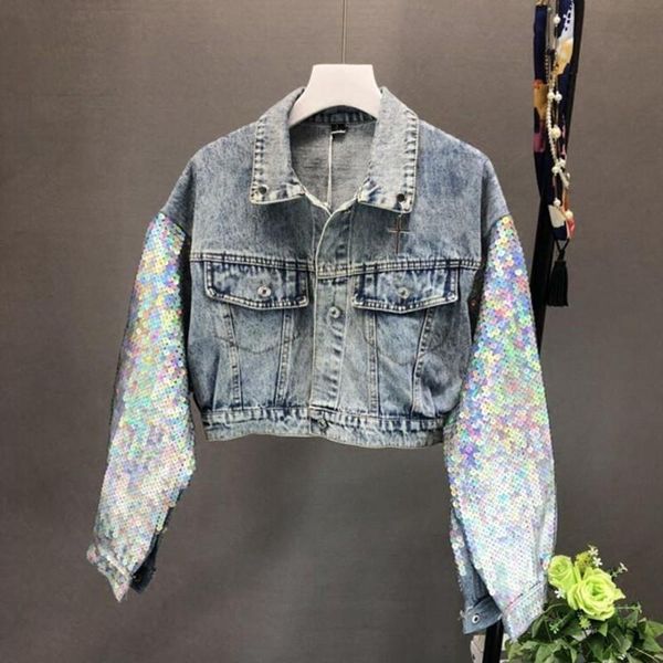 

harajuku мода радуга блестки аппликациями короткие джинсы куртка женщин поддельный мех cartoon batwing рукавом джинсовой куртки женские паль, Black;brown