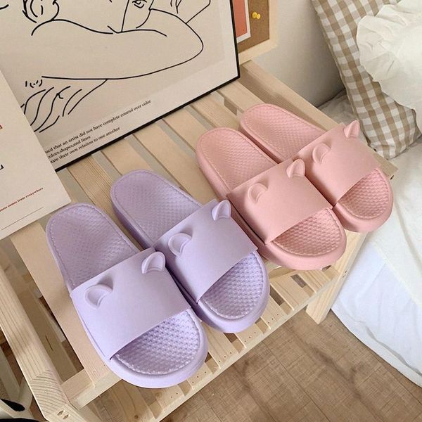 

cartoon style home bathroom slippers women fashion slides anti-slip comfortable indoor shoes ladies summer slipper sandals sh410 #6r7h, Black