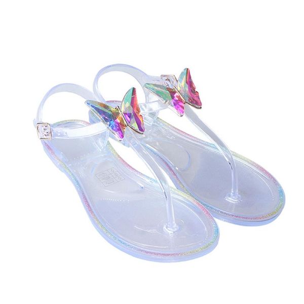 

slippers women's color diamond jelly shoes fashion ladies summer pvc flat sandal casual transparent clip toe beach female, Black