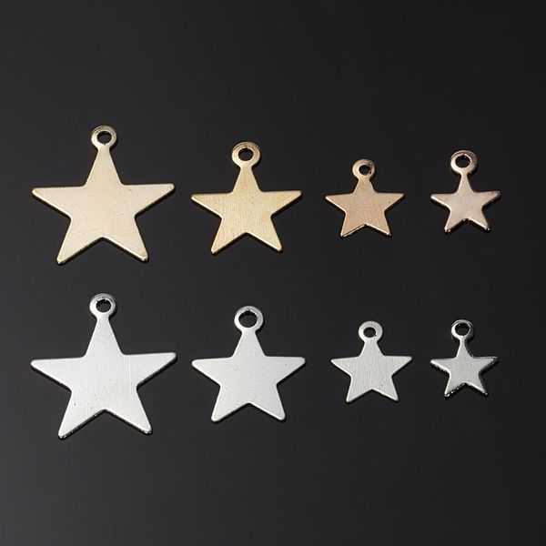 

50pcs copper small star charms 6 8 10mm gold rhodium color necklace bracelet pendant supplier for diy jewelry handmade findings h qylwha