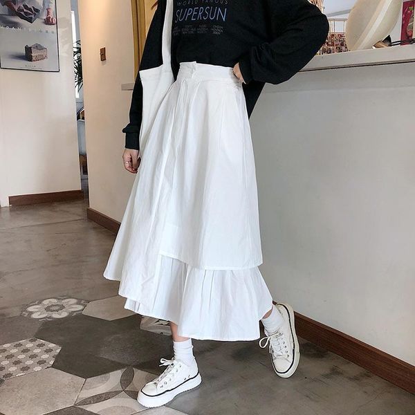 

2021 new ladies with long black skirts in spring and summer fleece hip skirt show thin umbrella skirt tooling long